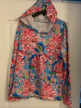 Exclusively Fancy Blue Floral Hoodie with Pink Blooms